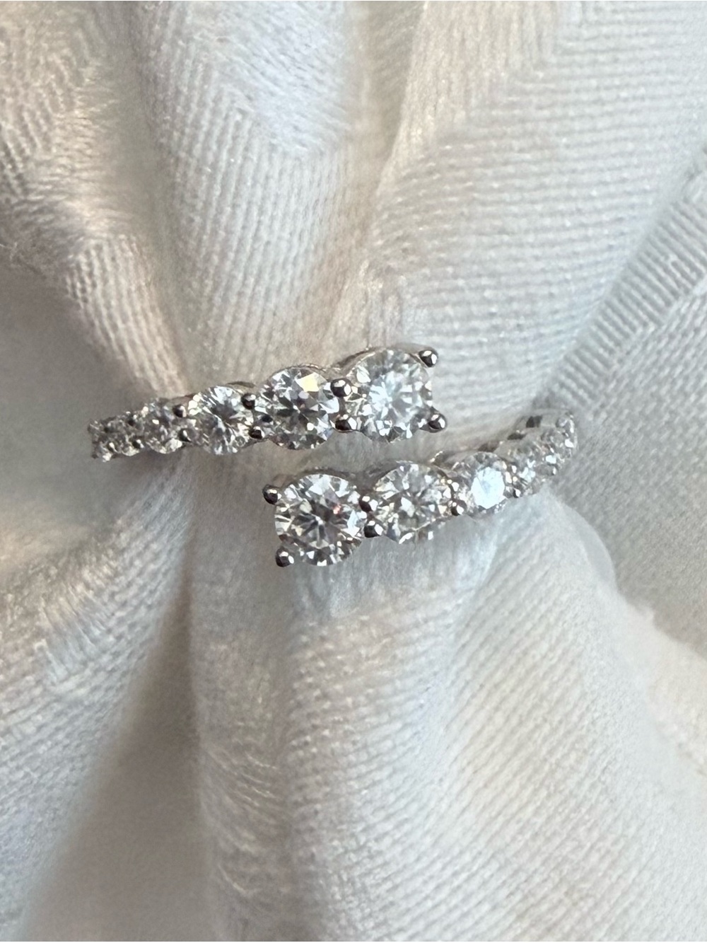 Sterling Silver 12-stone Moissanite Bypass Ring